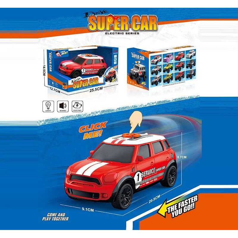 Машина музична E 25-3 (60/2) світло, звук, їздить вперед та назад, гумові колеса, масштаб 1:18, в коробці