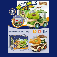 Машина музична QB 59 Y (48) 2 кольори, “Динозавр“, підсвічування, звуки, мелодія, проєкція, колесо вільного руху, в коробці