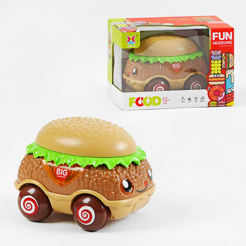 Машина музична XJ 534 (72/2) “Бургер“, на батарейках, звуки машини, підсвічування, мелодія, інерція, в коробці