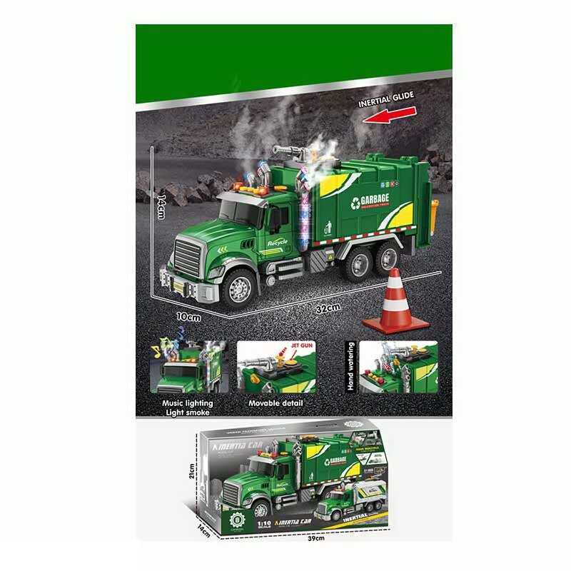 Машина музична ZH 811-11 (18) “Сміттєвіз“, підсвічування, звуки транспорту, 1:10, парогенератор, помпова подача води, інерція, прогумовані колеса, в коробці