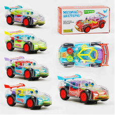 Машина на батарейках 56350 (96) “WToys“, 5 видів, ОЗВУЧУВАННЯ УКРАЇНСЬКОЮ МОВОЮ, світло, звук, рухомі елементи, прозорий корпус, шестерні, в коробці
