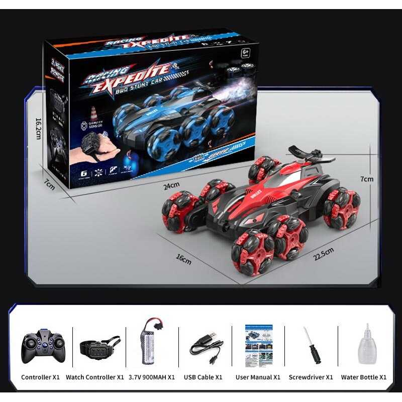 Машина на р/к 878 B-1 (30) 3 кольори, роликові колеса, парогенератор, світло, звук, мелодія, акум. 3.7 V, пульт 2.4 GHz, сенсорний браслет, підіймає колеса, в коробці, ВИДАЄТЬСЯ ТІЛЬКИ МІКС ВИДІВ