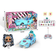 Машина на радіокеруванні 029-5 /6/7 (60) лялька, рухливі кінцівки, прошите волосся, довжина машинки: 23см, масштаб: 1:18, підсвічування фар, на батарейках, пульт 27MHz, наліпки, в коробці
