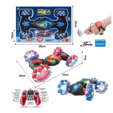 Машина на радіокеруванні 2057 (24) 2 кольори, підсвічування, керування: браслет/пульт, трансформація корпусу, оберти на 360°, акумулятор 7.4 V, пульт 2.4 GHz, в коробці, ВИДАЄТЬСЯ МІКС