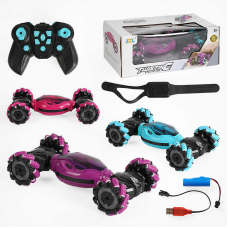 Машина на радіокеруванні 3788-1 (24) трюкова, керування: браслет і пульт, музика, світло, пульт 2.4GHz, акум. 3.7 V, 3 кольори, в коробці, ВИДАЄТЬСЯ ТІЛЬКИ МІКС ВИДІВ