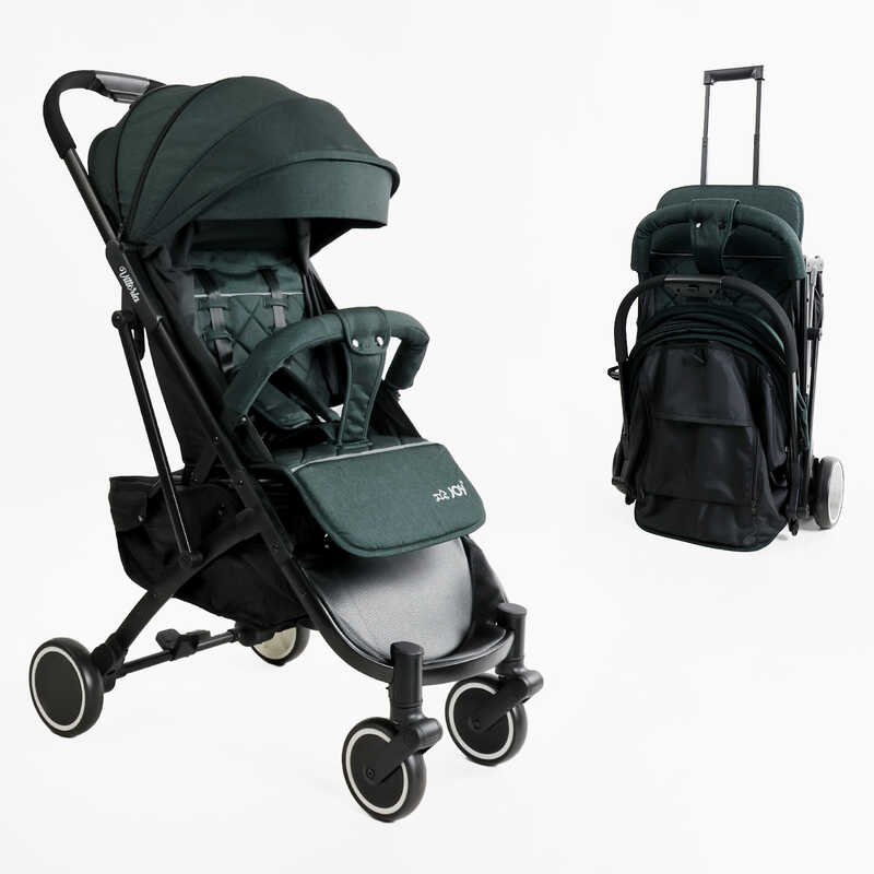 Візок прогулянковий дитячий “JOY“ Vittoria 30883 (1) колір ТЕМНО-ЗЕЛЕНИЙ, рама алюмінієва, футкавер, телескопічна ручка