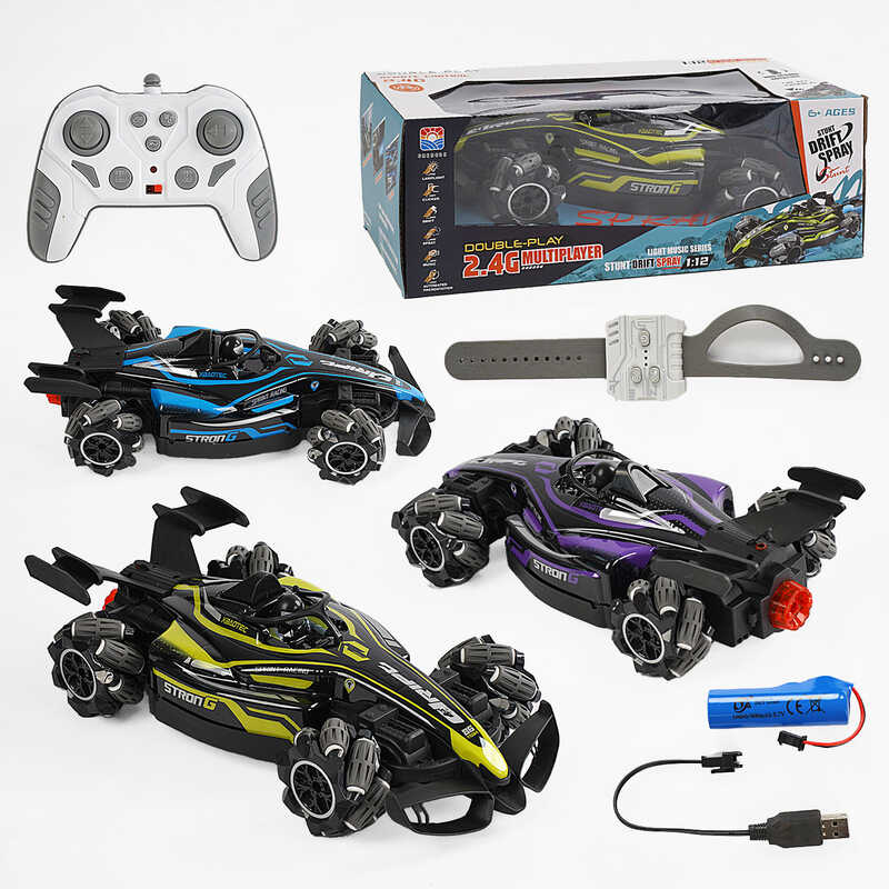 Машина на радіокеруванні CD-TJ 003 G (24) 3 кольори, акумулятор 3.7 V, пульт 2.4 G, підсвічування, парогенератор, роликові колеса, браслет, в коробці, ВИДАЄТЬСЯ ТІЛЬКИ МІКС ВИДІВ