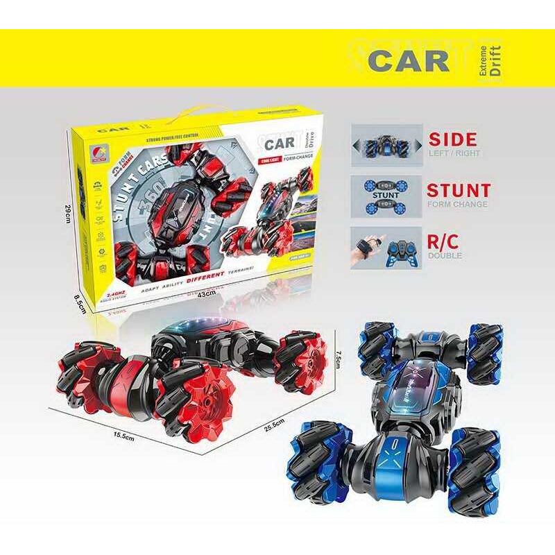 Машина на радіокеруванні CX 86 (24) 2 кольори, роликові колеса, підсвічування, акум. 3.7V, музика, звуки, USB-кабель, пульт 2.4G + сенсорний браслет, викрутка, зміна положення корпусу, в коробці