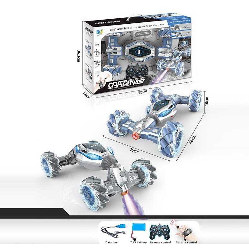 Машина на радіокеруванні DH 666-63 (10) 2 кольори, акумулятор 7.4 V, USB кабель, батарея, пульт 2.4 Ghz, браслет, парогенерація, музика, звук, підсвітка, трансформація корпусу, в коробці