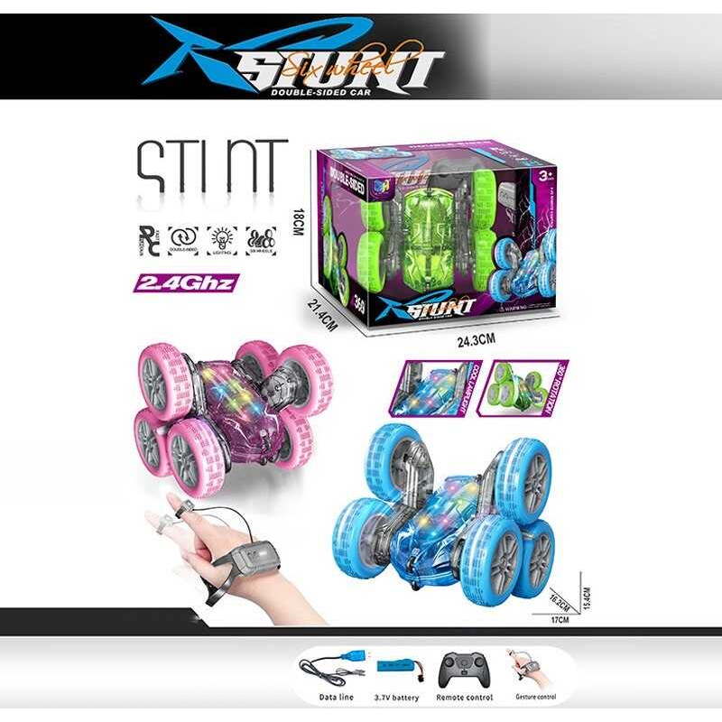 Машина на радіокеруванні DH 666-91 C-1 (32/2) 3 кольори, підсвічування, перевертає колеса, оберти на 360°, пульт 2.4GHz, акумулятор 3.7V, в коробці, ВИДАЄТЬСЯ ТІЛЬКИ МІКС ВИДІВ