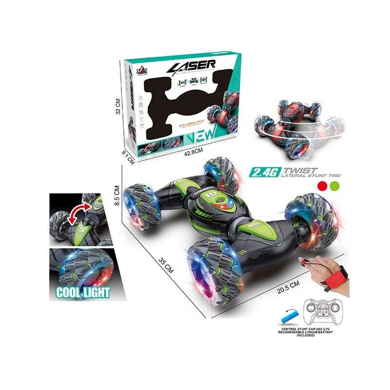 Машина на радіокеруванні RQ 3044 (16) акумулятор 3.7 V, пульт 2,4 G, браслет, роликові колеса, підсвічування, трансформація корпусу, мелодія, в коробці