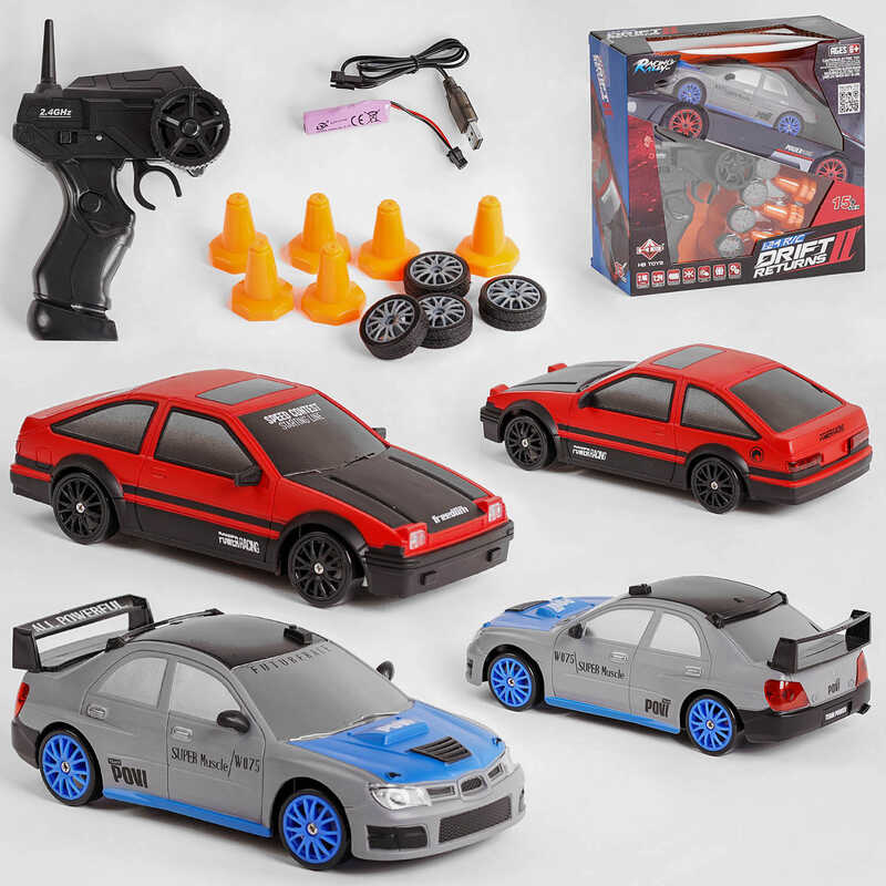 Машина на радіокеруванні SC 24 A 01 / 06 (36) 2 кольори, акумулятор 3.7 V, підсвічування фар, дорожні конуси, в коробці