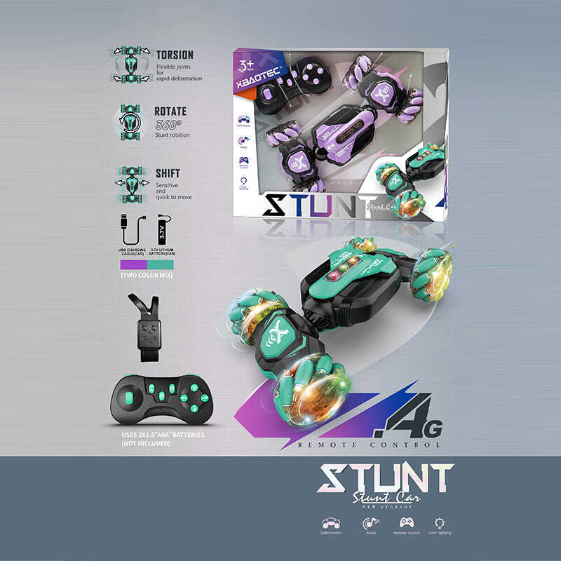 Машина на радіокеруванні XB 1260 (48) роликові колеса, музика, підсвічування, пульт 2.4G + сенсорний браслет, акум. 3.7V, режим демонстрації, USB-кабель, в коробці