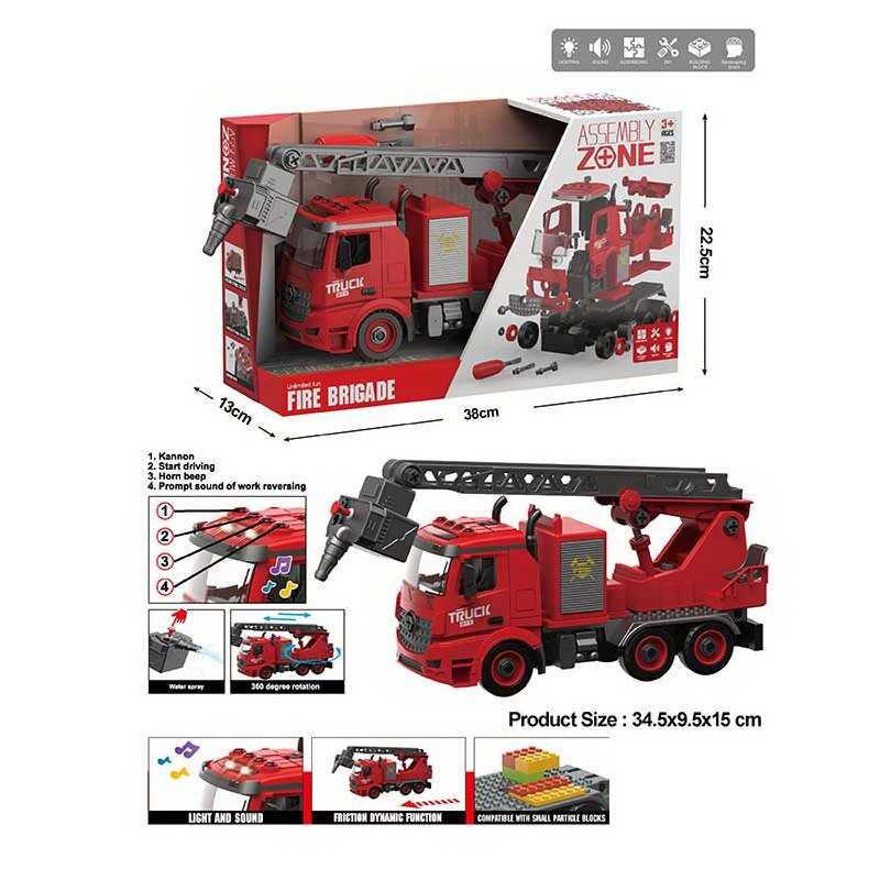 Машина-конструктор YW 9080 B (24/2) світло, звук, інерція, бризкає водою, у коробці