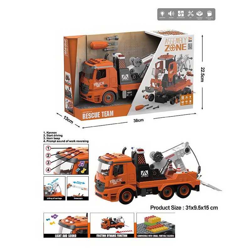 Машина-конструктор YW 9092 B (24/2) інерція, звуки, підсвічування, рухливі елементи, інструменти, в коробці