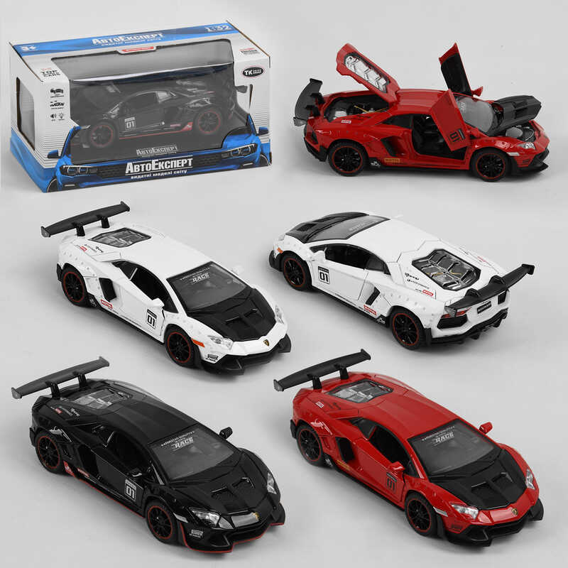 Машинка 34722 (72/2) “Авто Експерт“, 3 кольори, металопластик, 1:32, світло, звук, інерція, відчиняються двері, багажник, капот, в коробці