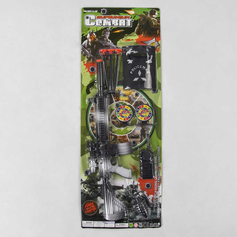 Військовий набір 579-2 / 579-3 (120/2) 9 елементів, автомат, 3 патрони на присосці, 2 мішені, аксесуари, на листі