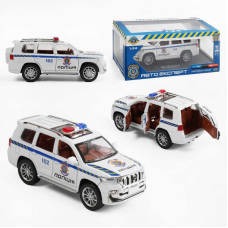 Машинка 41952 (24/2) “Авто Експерт“, “Поліція“, металопластикова, масштаб 1:24, інерція, 2 режими роботи, на батарейках, дверцята відчиняються, звуки, підсвічування фар, в коробці