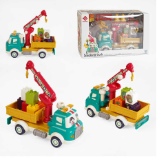 Машинка 88025 (18) підсвічування, звуки, парогенератор, інерція, рухомі елементи, дорожні знаки, конструктор, в коробці