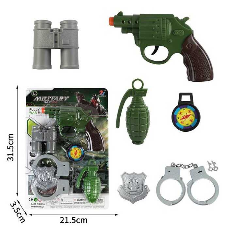 Військовий набір BN 369 M-69 (168/2) револьвер, гранта, наручники, бінокль, компас, значок, на листі