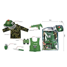 Військовий набір M 012 (12) сорочка, каска, звуки, підсвічування, бронежилет, автомат, бінокль, ніж, граната, в чохлі