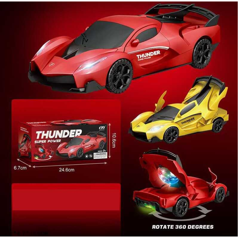 Машинка R 07 A (84/2) 2 кольори, 3D підсвічування, звуки, мелодії, обертання на 360°, колеса вільного ходу, диско куля, в коробці