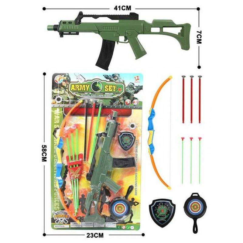 Військовий набір PT 016-2 (84/2) автомат, лук, стріли, жетон, мішень, на листі 