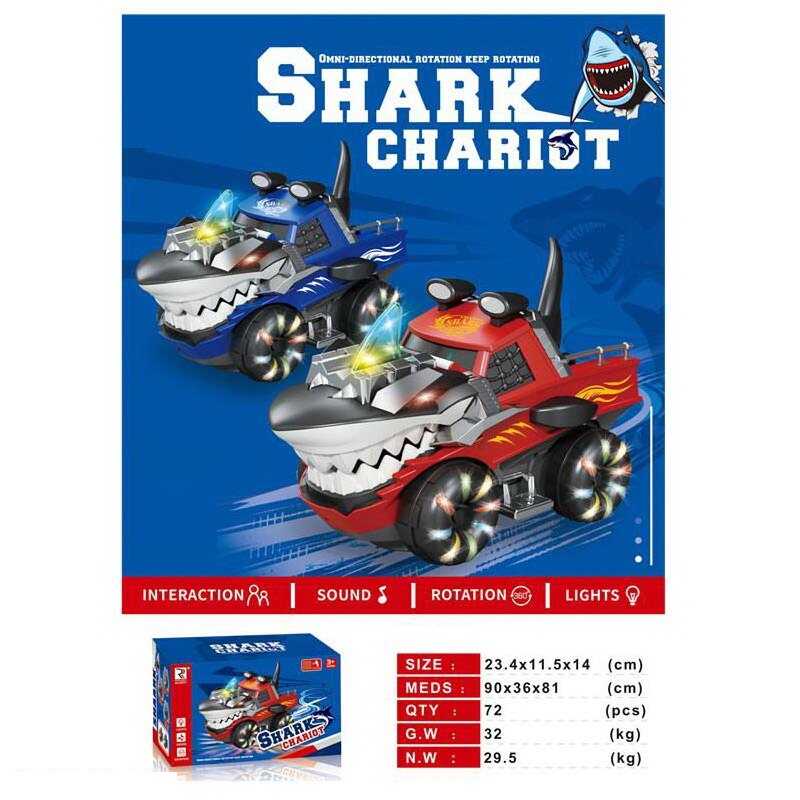 Машинка ZR 171 (72/2) “Акула“, 2 кольори, світло, звук, колесо вільного ходу, рухливі елементи, в коробці