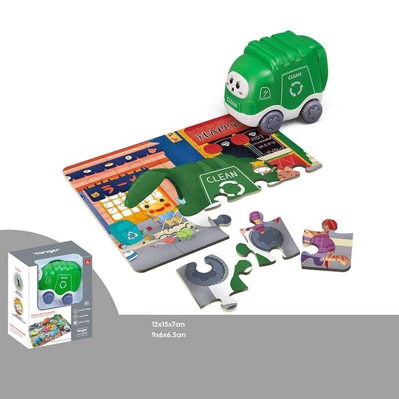 Машинка з пазлами 404 (108) “Сміттєвоз“, інерція, пазл на 20 елементів, в коробці