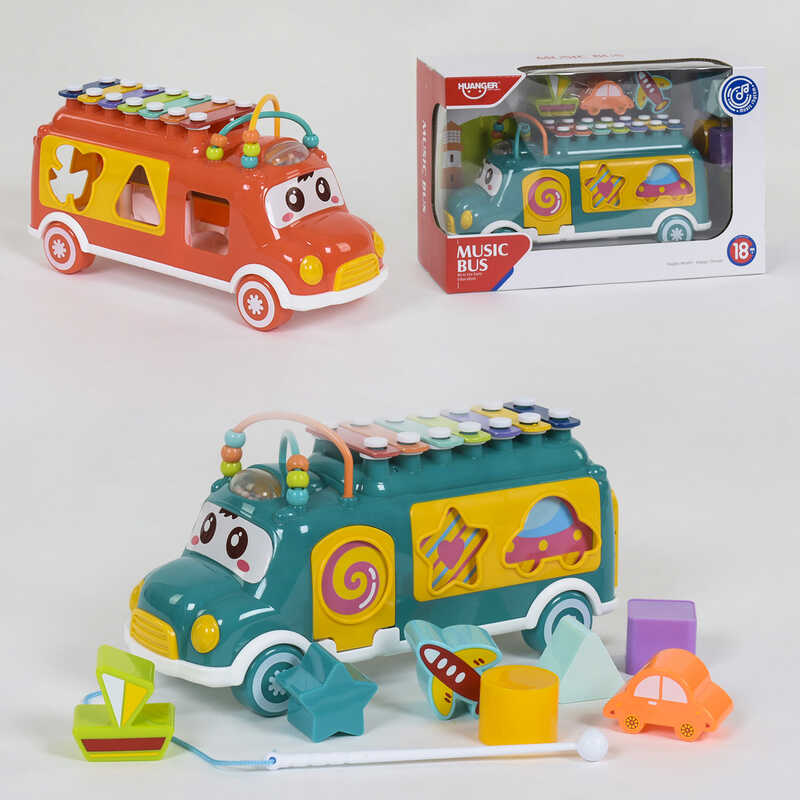 Машинка логічна HE 8023 (48/2) 2 кольори, з ксилофоном, в коробці