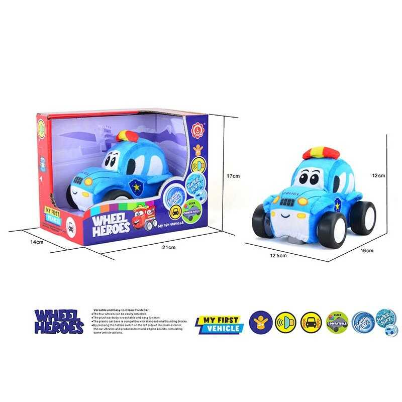 Машинка м`яка QL 8001 C-5 (48/2) “Поліцейська машина”, герой, звуки, музика, вібрує, знімний чохол, на батарейках, в коробці