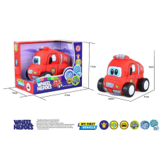 Машинка м`яка QL 8002 C-5 (48) “Пожежна машина”, герой, звуки, музика, вібрує, знімний чохол, на батарейках, в коробці 