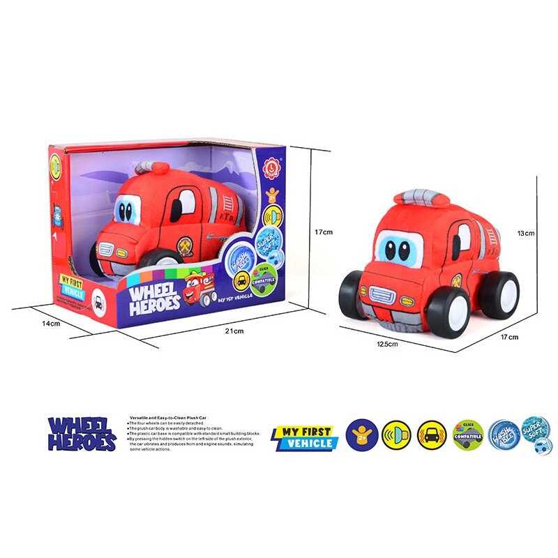 Машинка м`яка QL 8002 C-5 (48) “Пожежна машина”, герой, звуки, музика, вібрує, знімний чохол, на батарейках, в коробці Машинка м`яка QL 8002 C-5 (48) “Пожежна машина”, герой, звуки, музика, вібрує, знімний чохол, на батарейках, в коробці