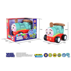 Машинка м`яка QL 8006 C-5 (48/2) “Паровоз”, герой, звуки, музика, вібрує, знімний чохол, на батарейках, в коробці