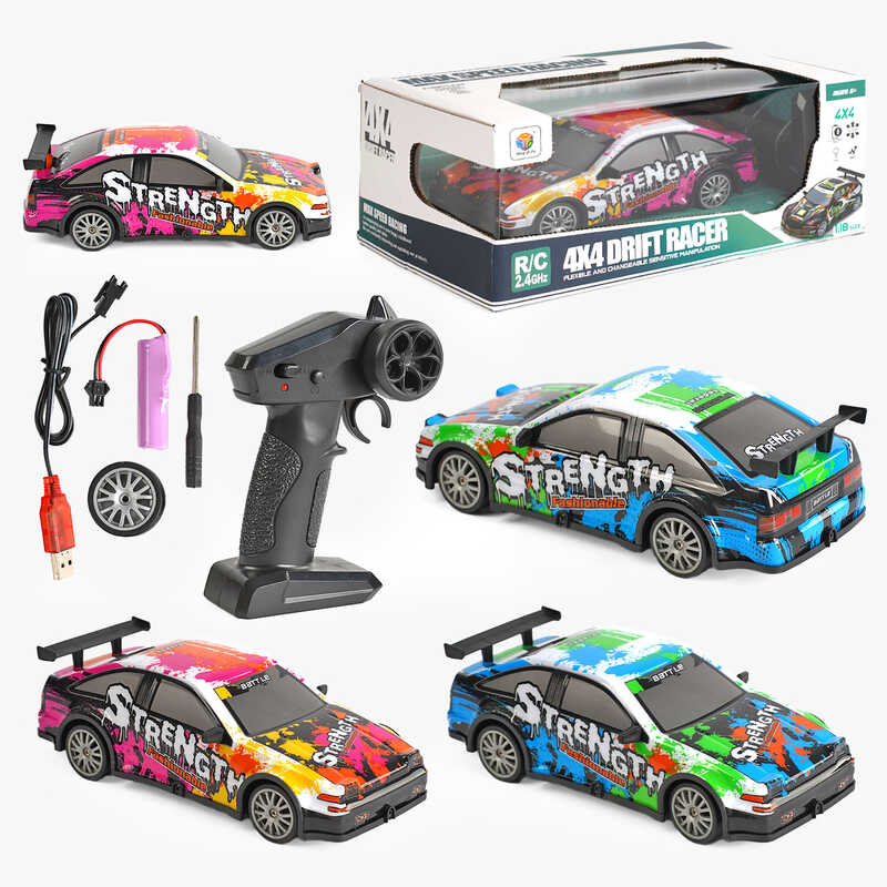 Машинка на радіокеруванні 805-6 A (48) 2 кольори, акумулятор 3.7 V, пульт 2.4 GHz, змінні колеса, гумові шини, підсвічування, викрутка, в коробці