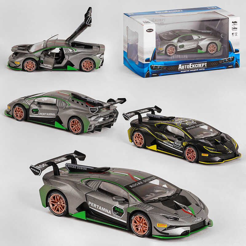 Машинка ТК - 4110 (32) “Авто Експерт“, 2 кольори, металопластик, 1:32, світло, звук, інерція, відчиняються двері, багажник, капот, в коробці