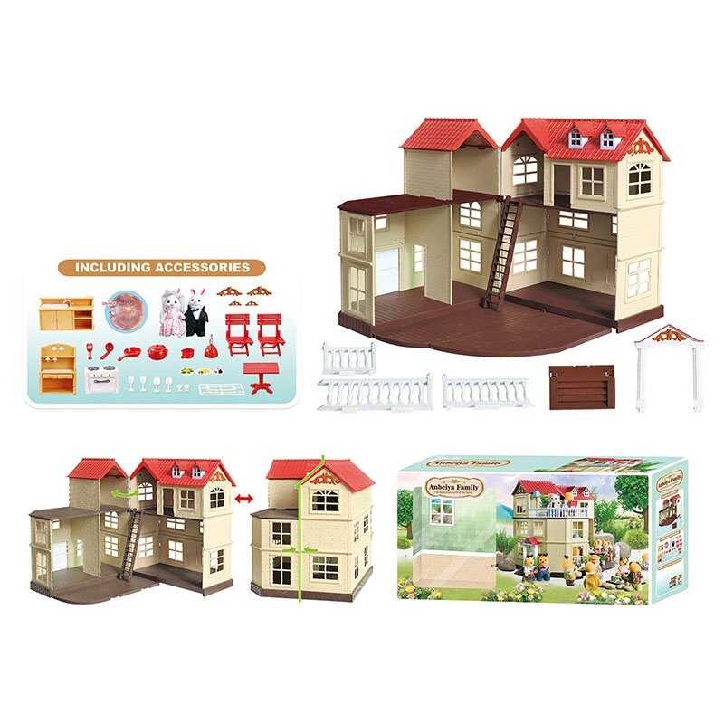 Вілла “Щаслива сім“я“ 012-10 (6) меблі, 2 фігурки, підсвічування, в коробці