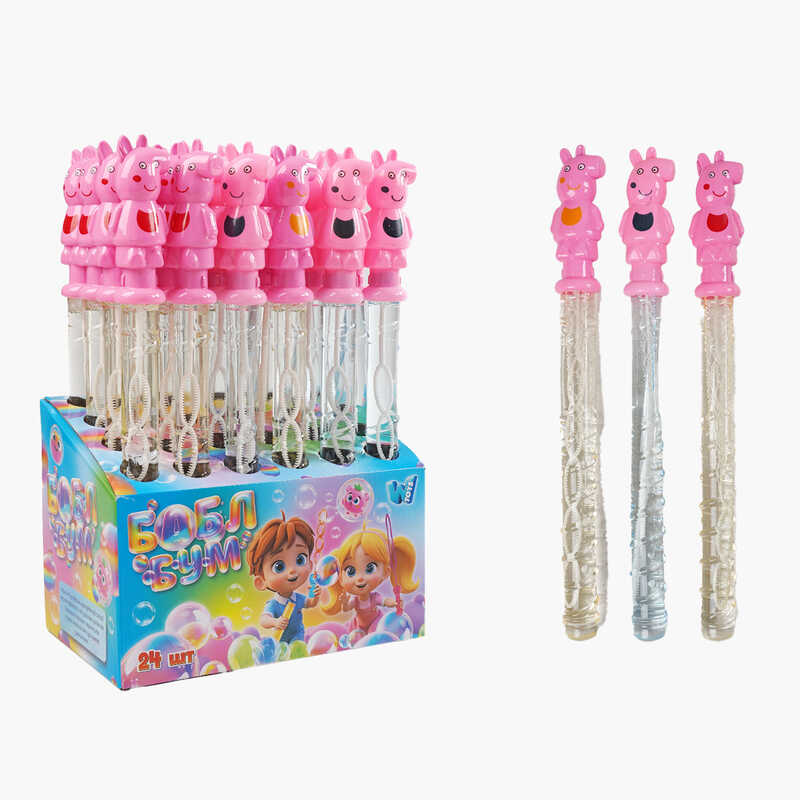 Мильні бульбашки LK 96108 (6) “WToys“, ЦІНА ЗА 24 ШТУКИ В БЛОЦІ, “Свинка“, висота 36см, в коробці