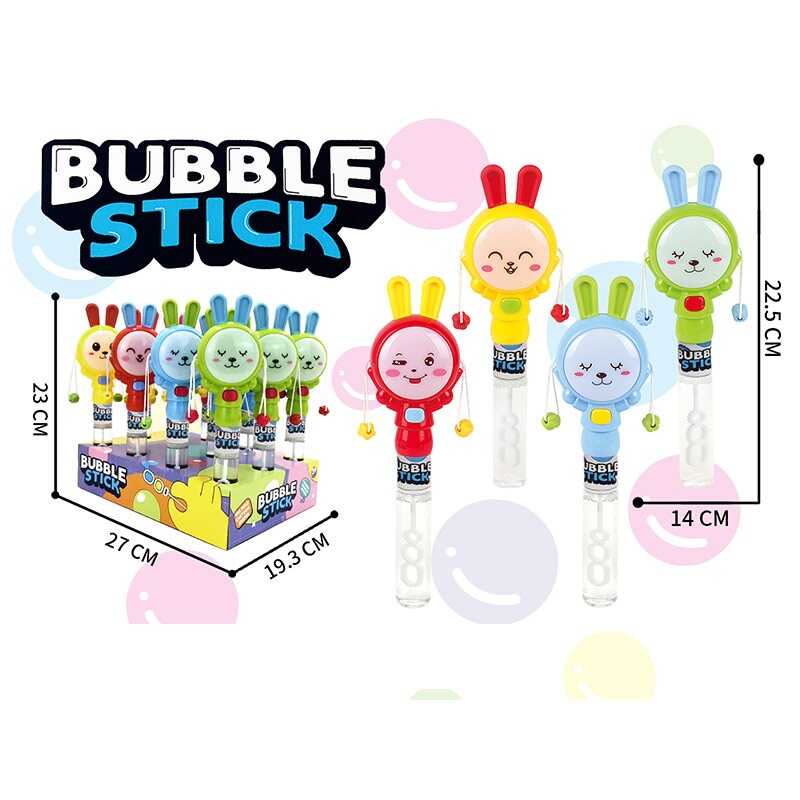 Мильні бульбашки M 6031 (12) ЦІНА ЗА 12 ШТУК В БЛОЦІ, на батарейках, підсвітка, “Зайчик”, висота 22.5 см, в коробці 