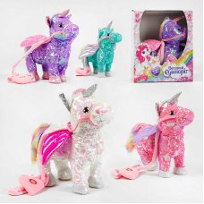 Інтерактивна іграшка “Веселий єдиноріг“ М 14795 (32) “TK Group“, 4 кольори, в пайєтках, ходить, танцює, відтворює звуки, пісні англ. мовою, у коробці, ВИДАЄТЬСЯ ТІЛЬКИ МІКС ВИДІВ