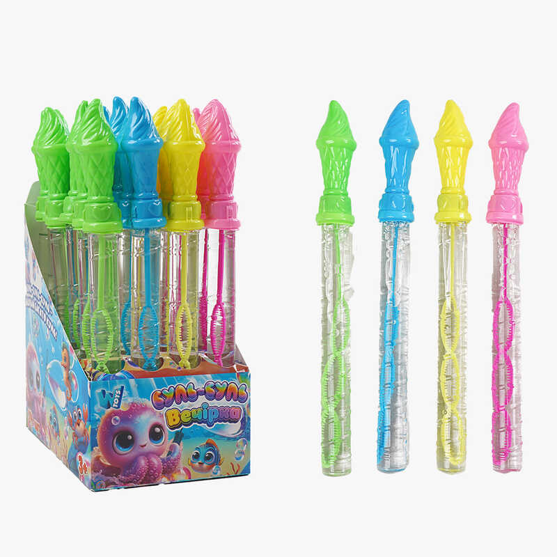 Мильні бульбашки TC 30293 (12) “WToys“, ЦІНА ЗА 24 ШТУКИ В БЛОЦІ, “Ріжок морозива“, висота 25см, в коробці