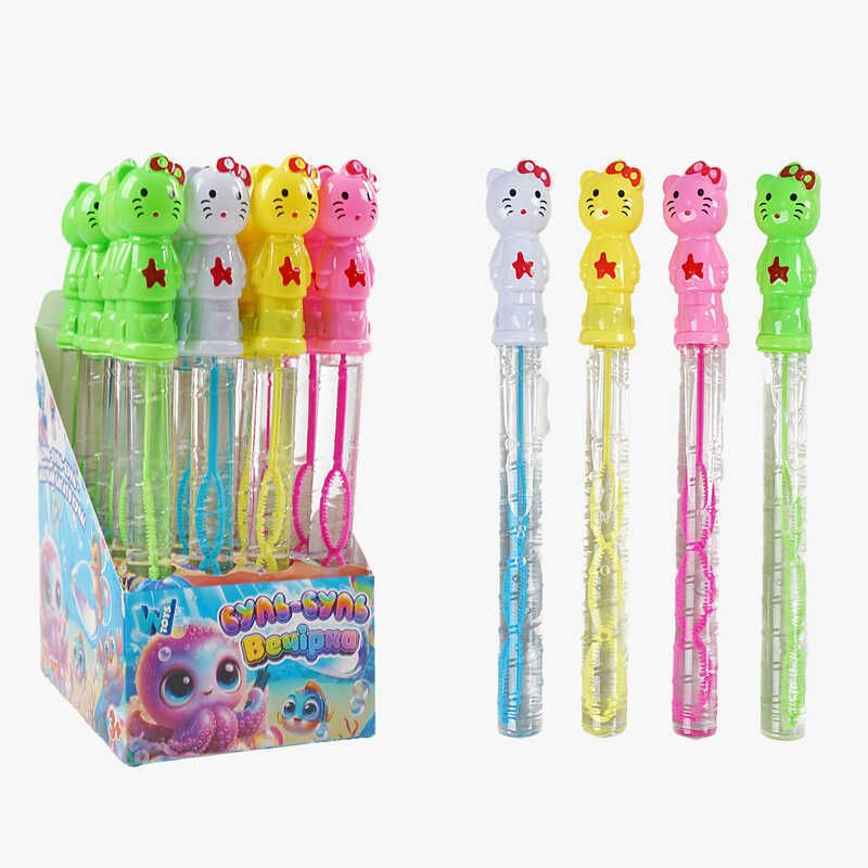 Мильні бульбашки TC 54010 (12) “WToys“, ЦІНА ЗА 24 ШТУКИ В БЛОЦІ, “Кішечка“, висота 25см, в коробці