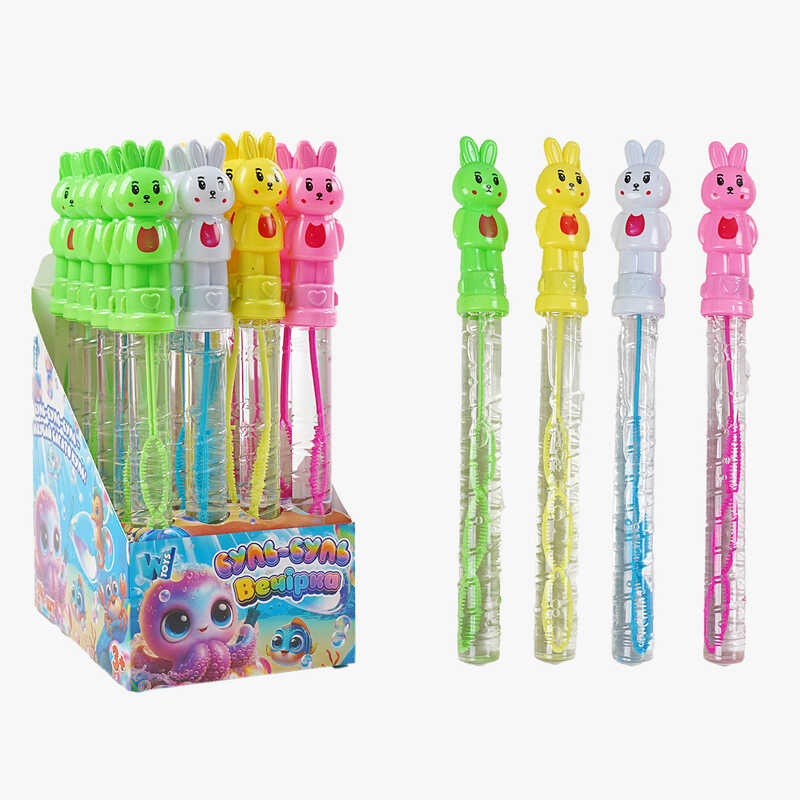 Мильні бульбашки TC 60322 (12) “WToys“, ЦІНА ЗА 24 ШТУКИ В БЛОЦІ, “Зайчик“, висота 25см, в коробці