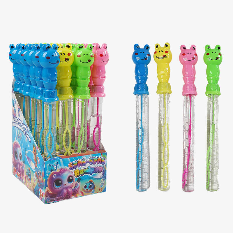 Мильні бульбашки TC 64590 (12) “WToys“, ЦІНА ЗА 24 ШТУКИ В БЛОЦІ, “Жабка“, висота 25см, в коробці