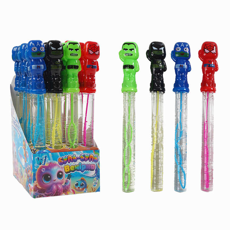 Мильні бульбашки TC 75935 (12) “WToys“, ЦІНА ЗА 24 ШТУКИ В БЛОЦІ, “Герой“, висота 25см, в коробці