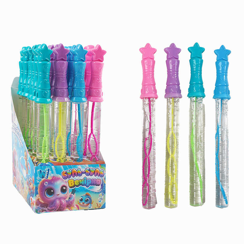 Мильні бульбашки TC 90774 (12) “WToys“, ЦІНА ЗА 24 ШТУКИ В БЛОЦІ, “Чарівна паличка“, висота 25см, в коробці