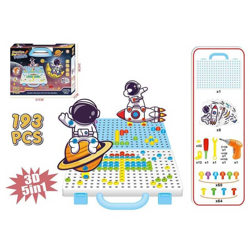 Мозаїка 666-60 (36/2) “Космос“, 193 елементи, шуруповерт на батарейках, гайковий ключ, викрутка, в коробці Мозаїка 666-60 (36/2) “Космос“, 193 елементи, шуруповерт на батарейках, гайковий ключ, викрутка, в коробці