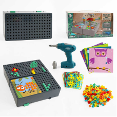 Мозаїка C 899-4 (24) 256 деталей, шурупокрут, 2 режими роботи, викрутка, гайковий ключ, картки із завданнями, в коробці 