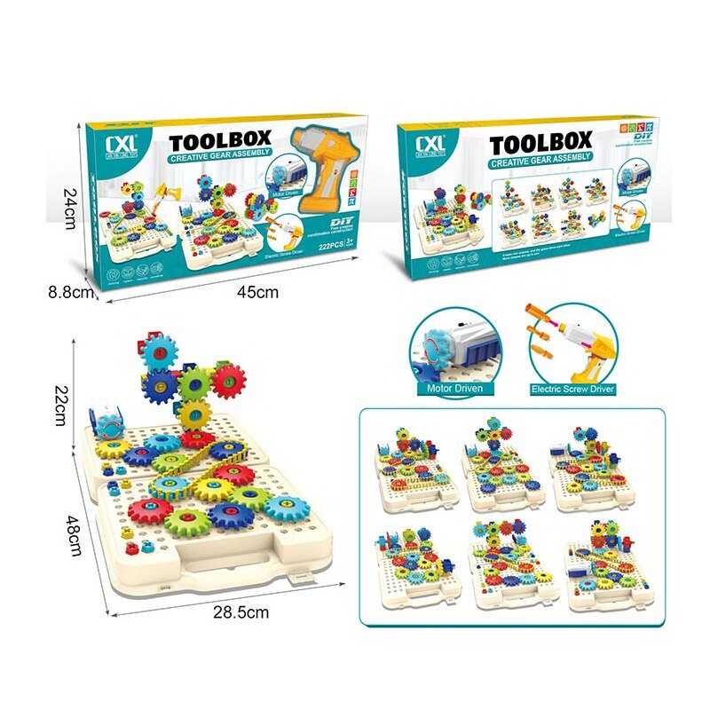 Мозаїка CXL 200-70 A (24) 222 деталі, шуруповерт, знімний мотор, реверс, в коробці