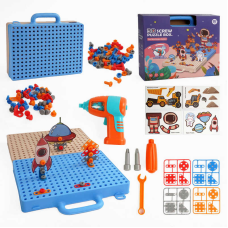 Мозаїка H 321-332 B (18) 332 деталі, електричний шуруповерт, інструменти, валізка, декор, в коробці